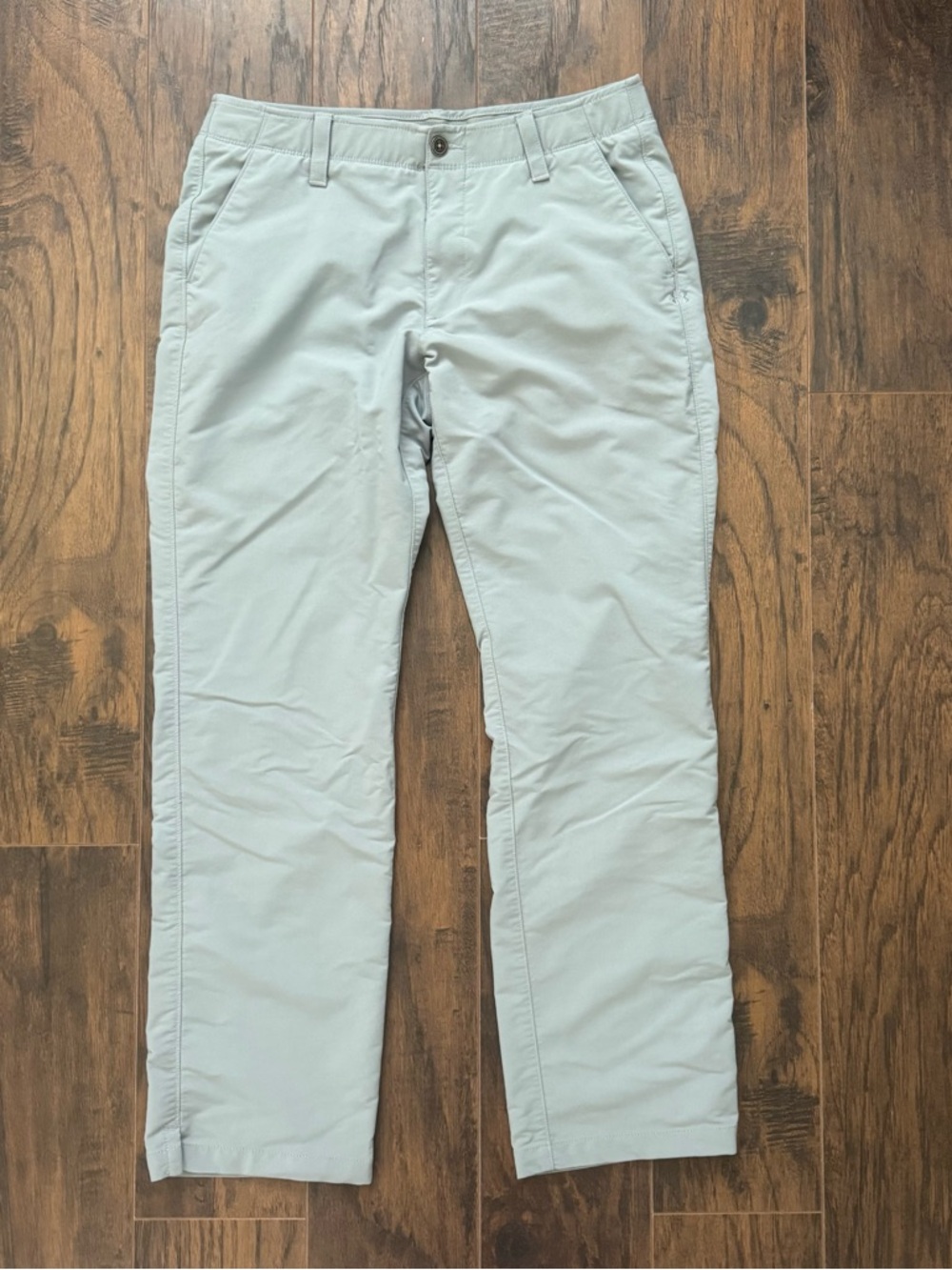 Under Armour Mens 34x32 Grey Chino Golf Pants Flat Front Nylon Blend
